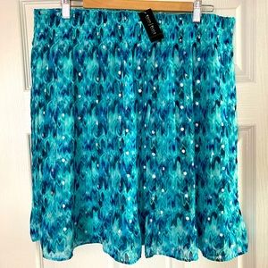 White House Black Market NWT lined blue w/ silver knee length skirt